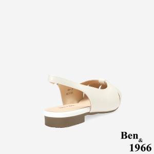 Ben&1966柔軟羊皮舒適優雅後空涼鞋-米白(256242)