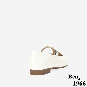 Ben&1966高級牛油皮氣質韓系尖頭瑪莉珍鞋-白色(256302)