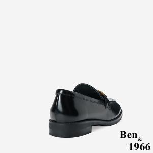 Ben&1966高級牛油皮個性方頭舒適樂福鞋-黑(256121)
