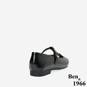 Ben&1966高級牛油皮氣質韓系尖頭瑪莉珍鞋-黑(256301)