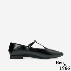 Ben&1966高級牛油皮氣質韓系尖頭瑪莉珍鞋-黑(256301)