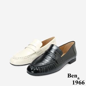 Ben&1966高級頭層牛皮簡約個性樂福鞋-黑(256291)