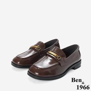 Ben&1966高級牛油皮個性方頭舒適樂福鞋-咖啡(256122)