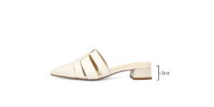 Ben&1966高級頭層牛皮編織尖頭穆勒拖-米白(256172)