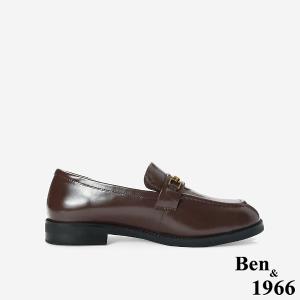 Ben&1966高級牛油皮個性方頭舒適樂福鞋-咖啡(256122)