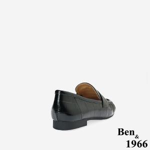 Ben&1966高級頭層牛皮簡約個性樂福鞋-黑(256291)