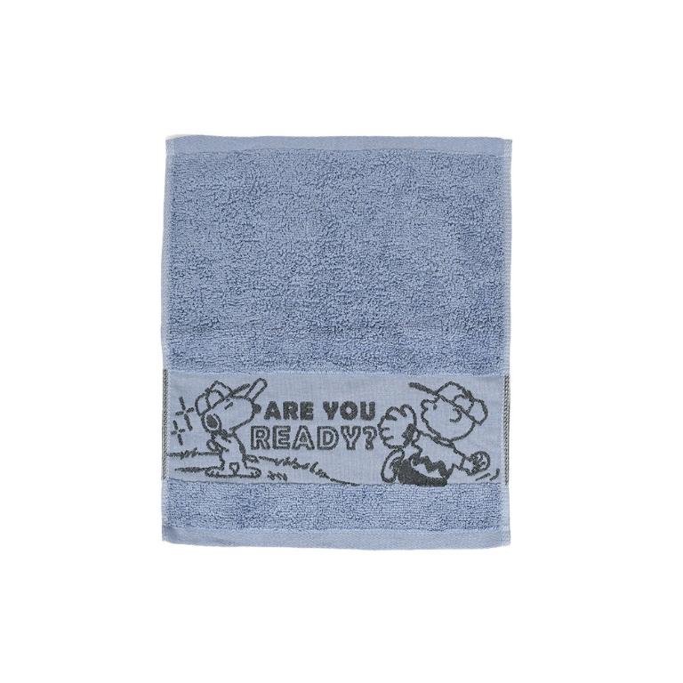 SNOOPY史努比 素色緞檔緹花方巾-藍色