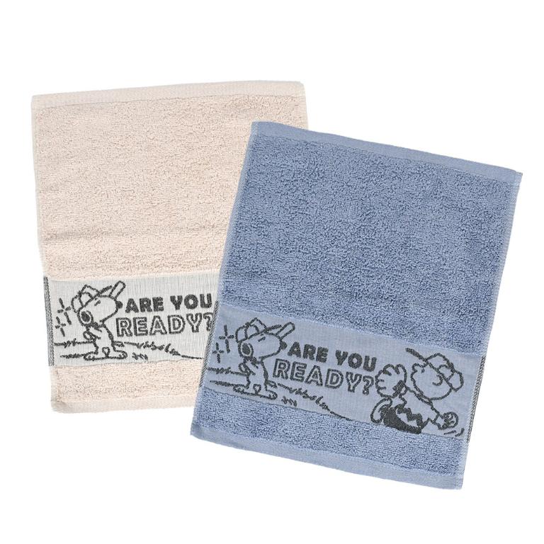 SNOOPY史努比 素色緞檔緹花方巾-藍色