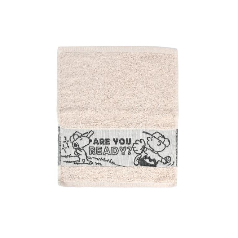 SNOOPY史努比 素色緞檔緹花方巾-棕色