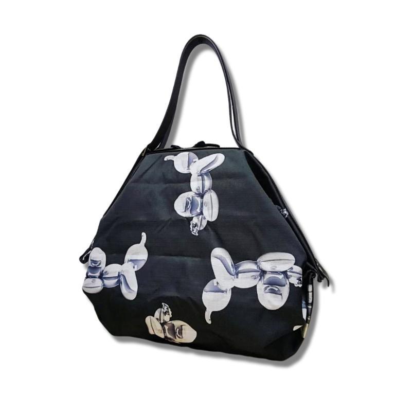 POPCORNGREEN摺疊旅行袋(L)(經典限量版)藝術家聯名氣球狗-銀灰色