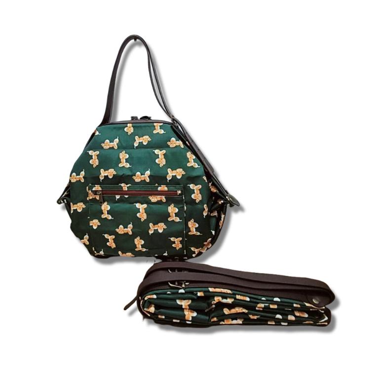 POPCORNGREEN摺疊旅行袋(L)(經典限量版)藝術家聯名氣球狗-深墨綠