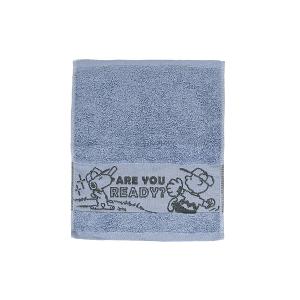 SNOOPY史努比 素色緞檔緹花方巾-藍色