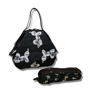 POPCORNGREEN摺疊旅行袋(L)(經典限量版)藝術家聯名氣球狗-銀灰色