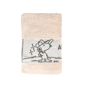 SNOOPY史努比 素色緞檔緹花浴巾-棕色