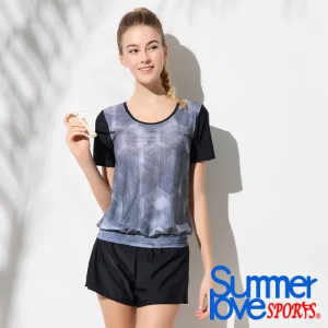 【Summer Love 夏之戀】大女短袖長版三件式泳衣S25702
