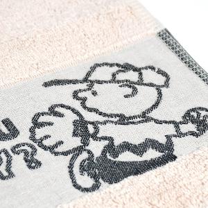 SNOOPY史努比 素色緞檔緹花方巾-棕色