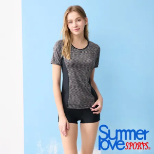 【Summer Love 夏之戀】大女短袖長版二件式泳衣S25712 加大碼