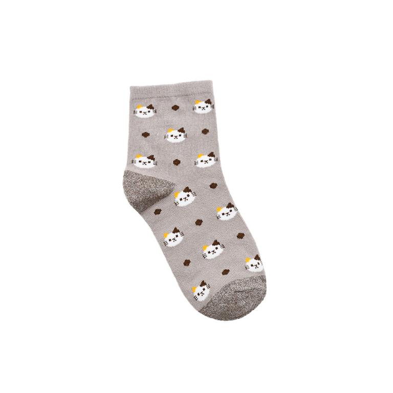 摩力諾抗菌造型短襪-貓貓-灰色