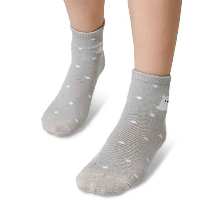 摩力諾抗菌造型短襪-北極熊-灰色