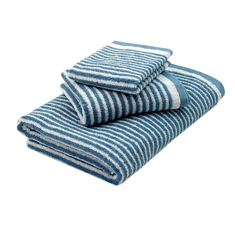 日本認證抗菌防臭時尚橫紋浴巾-深海藍