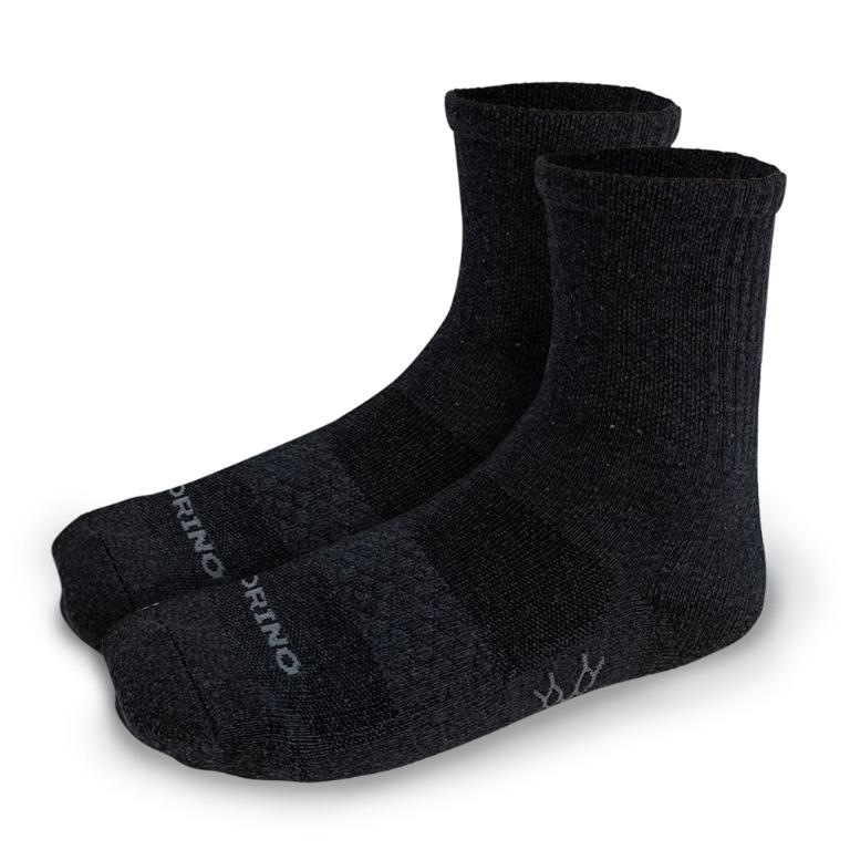 摩力諾石墨烯菱格透氣氣墊3/4長襪L-鐵灰色