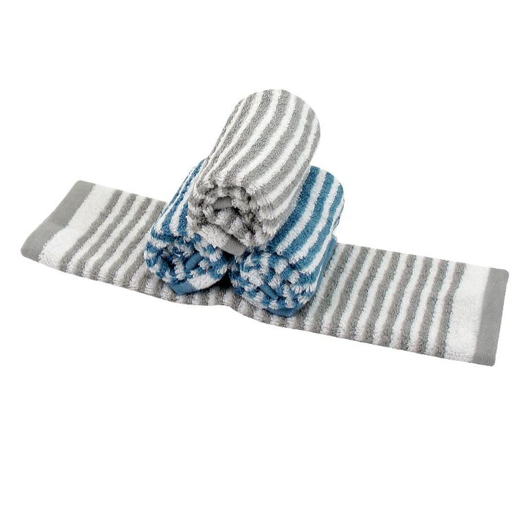 日本認證抗菌防臭時尚橫紋方巾-時尚灰