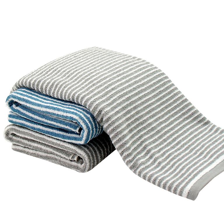 日本認證抗菌防臭時尚橫紋浴巾-時尚灰