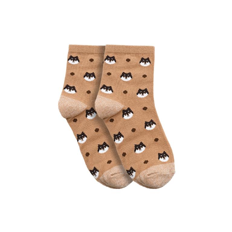 摩力諾抗菌造型短襪-狗狗-咖啡