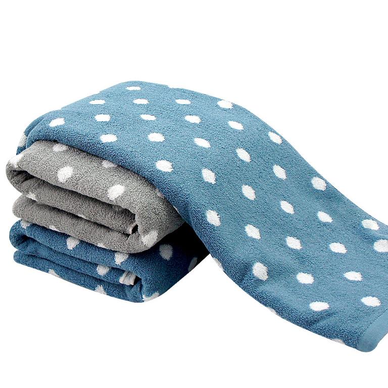 日本認證抗菌防臭花漾圓點浴巾-深海藍