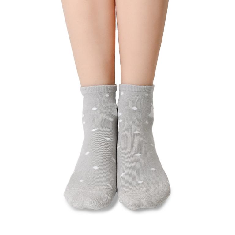 摩力諾抗菌造型短襪-北極熊-灰色