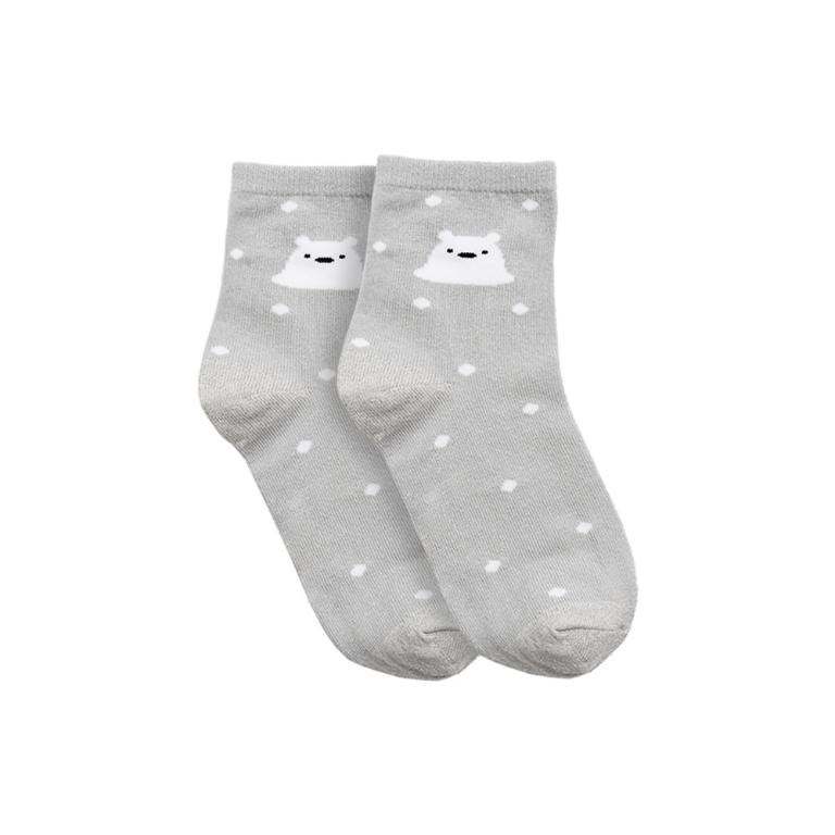 摩力諾抗菌造型短襪-北極熊-灰色