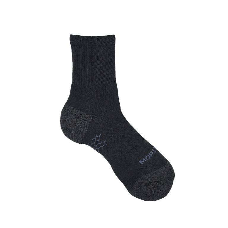摩力諾石墨烯菱格透氣氣墊3/4長襪L-黑色