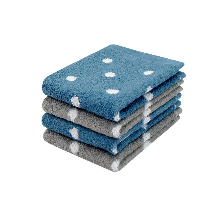 日本認證抗菌防臭花漾圓點毛巾-深海藍