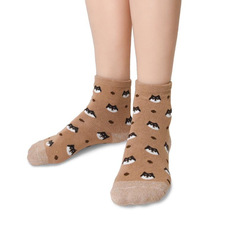 摩力諾抗菌造型短襪-狗狗-咖啡