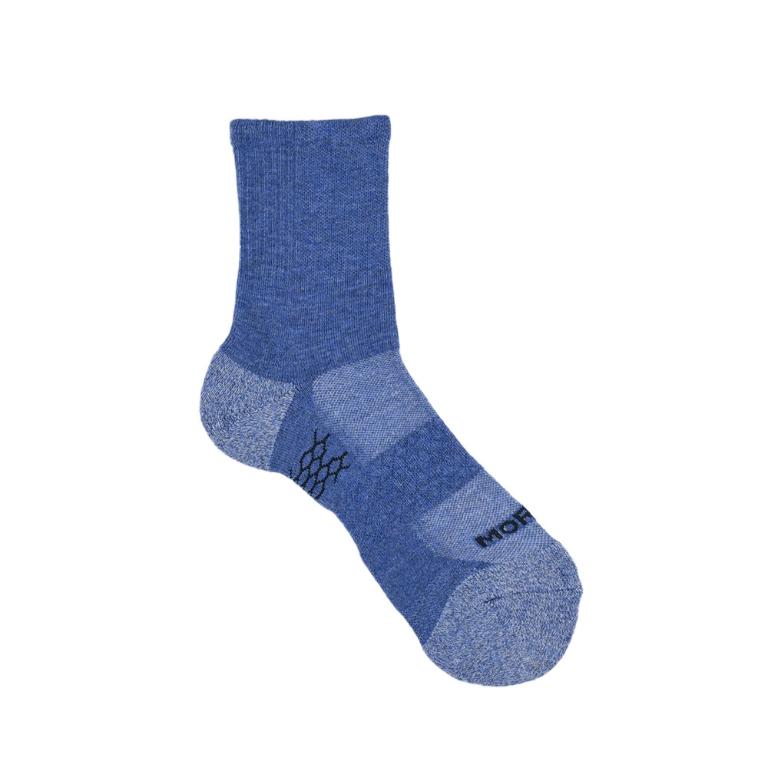 摩力諾石墨烯菱格透氣氣墊3/4長襪L-麻藍色