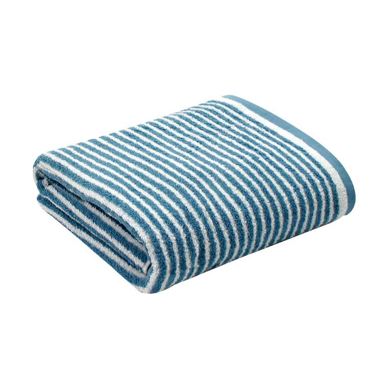 日本認證抗菌防臭時尚橫紋浴巾-深海藍