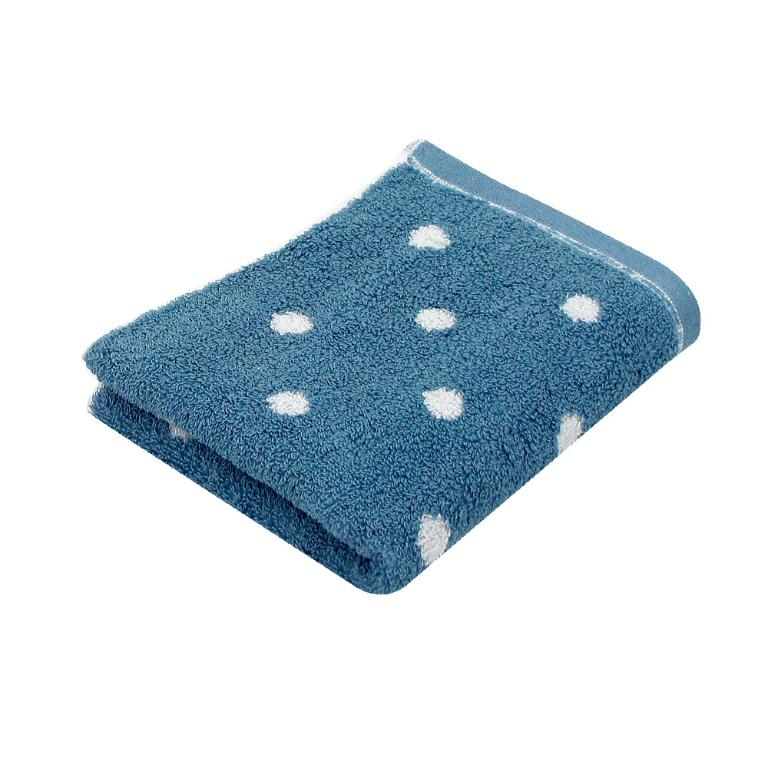 日本認證抗菌防臭花漾圓點毛巾-深海藍