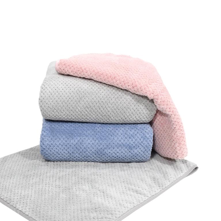 摩力諾超細纖維菱格紋速乾毛巾-珊瑚粉