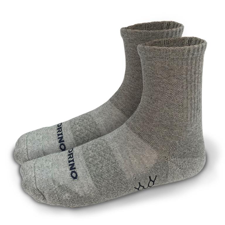 摩力諾石墨烯菱格透氣氣墊3/4長襪M-淺灰色