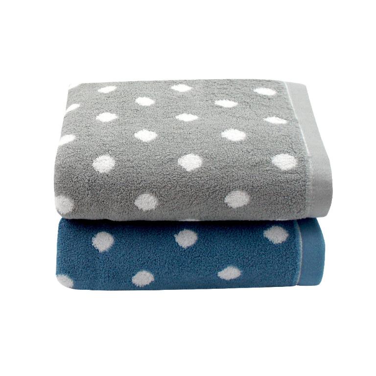 日本認證抗菌防臭花漾圓點浴巾-深海藍