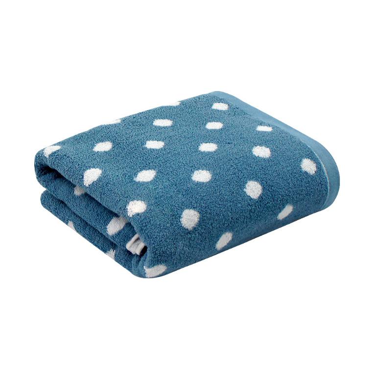 日本認證抗菌防臭花漾圓點浴巾-深海藍