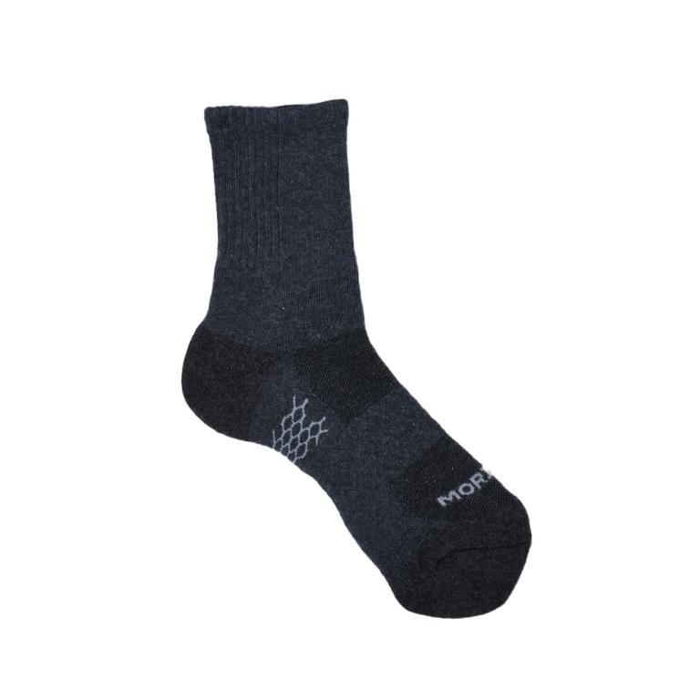 摩力諾石墨烯菱格透氣氣墊3/4長襪L-鐵灰色