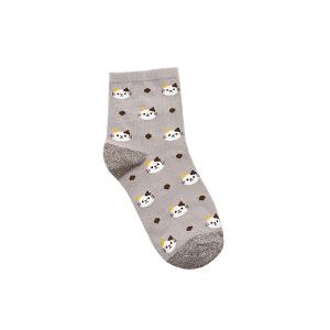 摩力諾抗菌造型短襪-貓貓-灰色