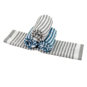 日本認證抗菌防臭時尚橫紋方巾-時尚灰