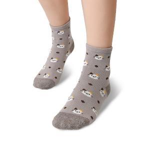 摩力諾抗菌造型短襪-貓貓-灰色
