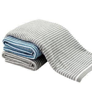 日本認證抗菌防臭時尚橫紋浴巾-時尚灰