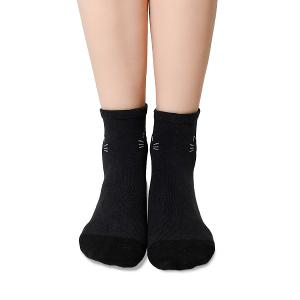 摩力諾抗菌造型短襪-喵臉-黑色