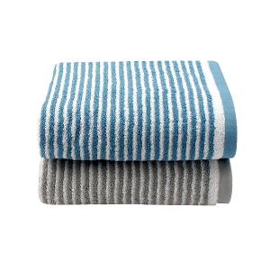 日本認證抗菌防臭時尚橫紋浴巾-時尚灰
