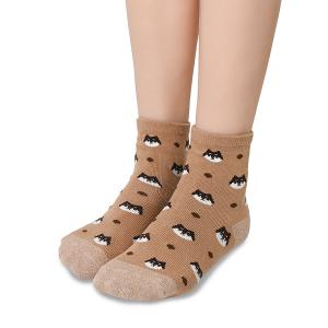 摩力諾抗菌造型短襪-狗狗-咖啡