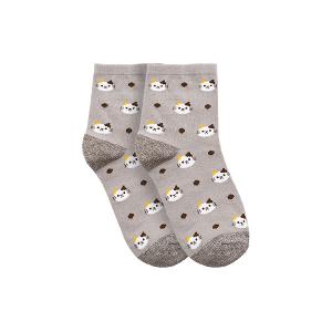 摩力諾抗菌造型短襪-貓貓-灰色
